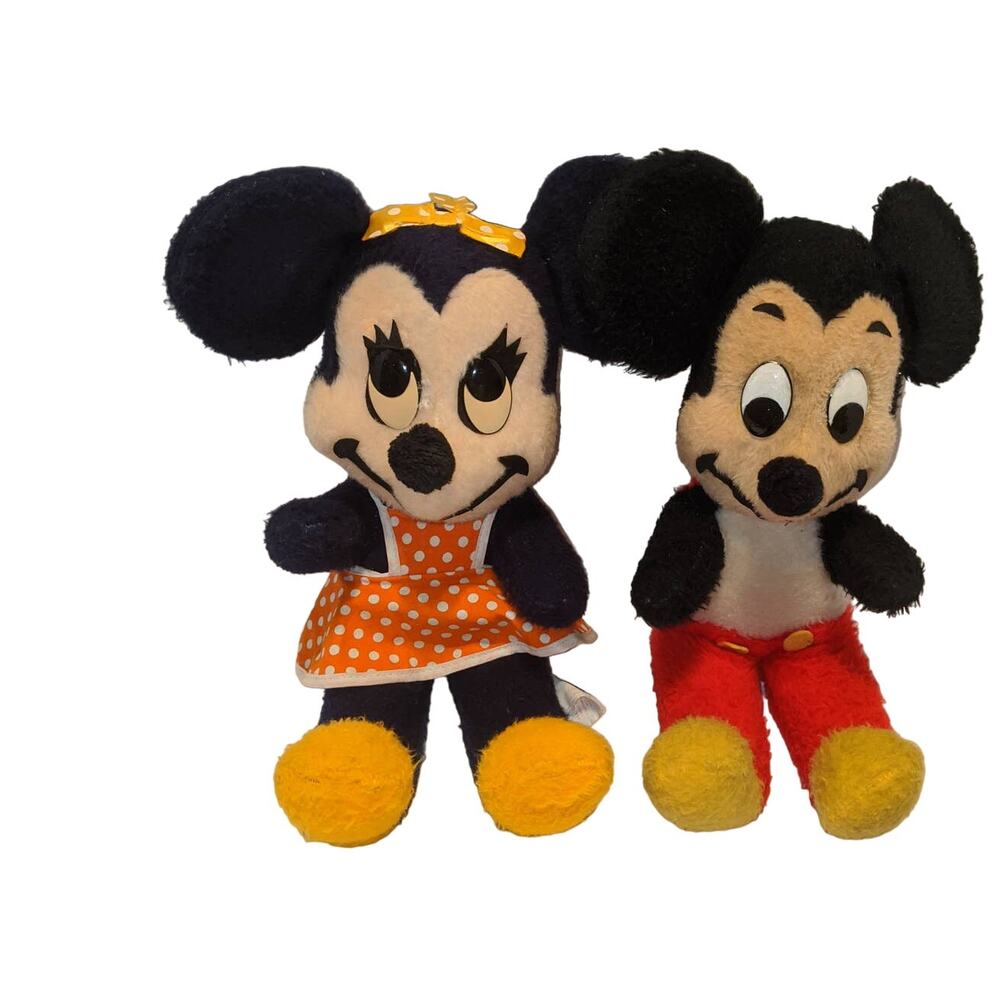 Vintage 1960's 15" Plush Mickey Minnie Mouse Disney California Stuffed Toys